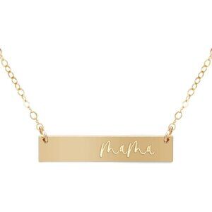 Gold Filled Mama Bar Necklace for Mother's Day Gift - Dainty Women's Jewelry wit